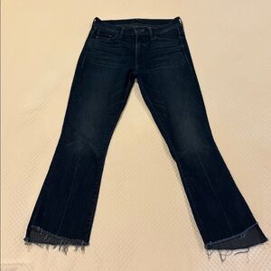 MOTHER Blue Insider Crop Step Fray Jeans
